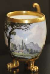 Cup and saucer with landscape, Western Europe, mid XIX century Cup and saucer with landscape, Western Europe, mid XIX century