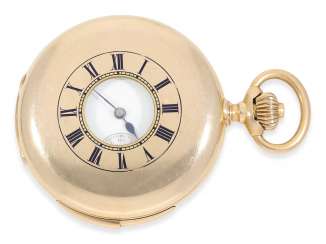Pocket watch: very fine half-savonnette with Repetition, calibre Le Coultre, CA. 1900 Pocket watch: very fine half-savonnette with Repetition, calibre Le Coultre, CA. 1900