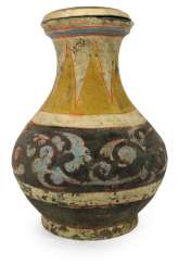 Cover clay urn with polychrome paint Cover clay urn with polychrome paint