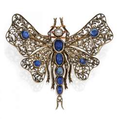 SAPPHIRE AND DIAMOND BROOCH SAPPHIRE AND DIAMOND BROOCH