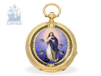 Pocket watch: fine Gold/enamel-Savonnette for the Central American market, in 1865, at a chronometer maker Charles Henri Grosclaude & Fils No. 10720, Fleurier Pocket watch: fine Gold/enamel-Savonnette for the Central American market, in 1865, at a chronometer maker Charles Henri Grosclaude & Fils No. 10720, Fleurier