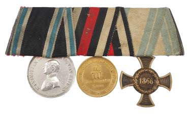 Bavaria: Medalbar of a brave frontline soldiers of the wars of 1866 and 1870/71. Bavaria: Medalbar of a brave frontline soldiers of the wars of 1866 and 1870/71.