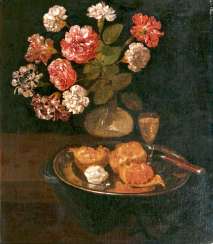 Table still-life with carnation bouquet, pomegranate, and Sherry. The Dutch Still Life Painter Table still-life with carnation bouquet, pomegranate, and Sherry. The Dutch Still Life Painter