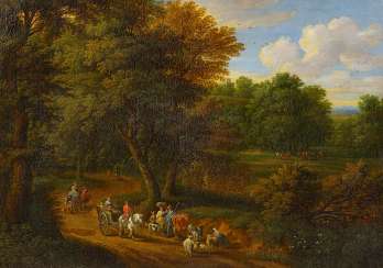 Boudewyns, Adriaen Frans. Park landscape with a horse cart. Boudewyns, Adriaen Frans. Park landscape with a horse cart.