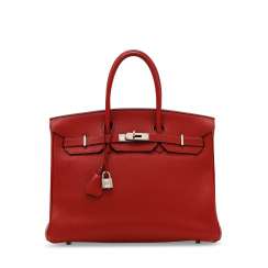 A ROUGE GARANCE TOGO LEATHER BIRKIN 35 WITH PALLADIUM HARDWARE A ROUGE GARANCE TOGO LEATHER BIRKIN 35 WITH PALLADIUM HARDWARE