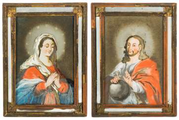 1 Pair Of Reverse Glass Paintings 1 Pair Of Reverse Glass Paintings