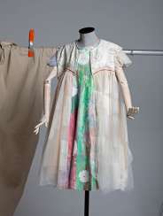 GRAYSON PERRY'S FLOWER-PRINT POLYCHROME AND TULLE 'PARTY DRESS' WORN BY ALTER-EGO CLAIRE GRAYSON PERRY'S FLOWER-PRINT POLYCHROME AND TULLE 'PARTY DRESS' WORN BY ALTER-EGO CLAIRE