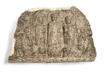 Stone Steele With Figures, Tang Stone Steele With Figures, Tang