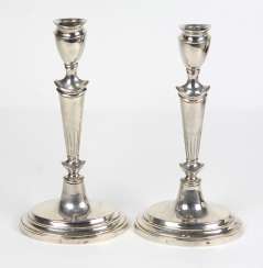 2 candlesticks, Empire style, of Hamburg around 1800 2 candlesticks, Empire style, of Hamburg around 1800