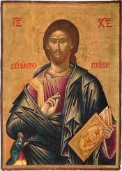 A MONUMENTAL ICON OF CHRIST PANTOCRATOR FROM A CHURCH ICONOSTASIS A MONUMENTAL ICON OF CHRIST PANTOCRATOR FROM A CHURCH ICONOSTASIS