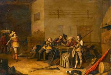 Resting of soldiers in the parlor Resting of soldiers in the parlor