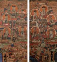 a pair China Qing Dynasty Taoism Figure painting a pair China Qing Dynasty Taoism Figure painting
