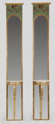 Pair of representative Louis XVI mirror panels with consoles Pair of representative Louis XVI mirror panels with consoles