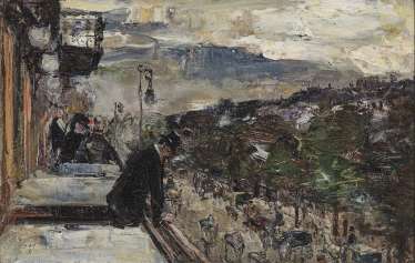 Lesser Ury - On the balcony of Café Bauer, Berlin. 1889 Lesser Ury - On the balcony of Café Bauer, Berlin. 1889