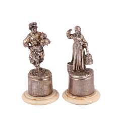 Pair of Russian silver figures of Pair of Russian silver figures of