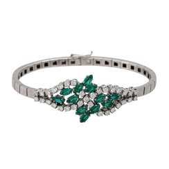 Bracelet with diamonds totaling approx. 1.3 ct and synthetic emeralds Bracelet with diamonds totaling approx. 1.3 ct and synthetic emeralds
