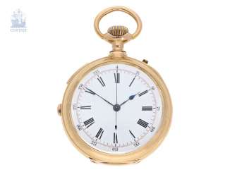 Pocket watch: splendidly decorated, heavy gold pocket watch with Repetition and Chronograph, Montandon Geneve No. 17895, CA. 1890 Pocket watch: splendidly decorated, heavy gold pocket watch with Repetition and Chronograph, Montandon Geneve No. 17895, CA. 1890