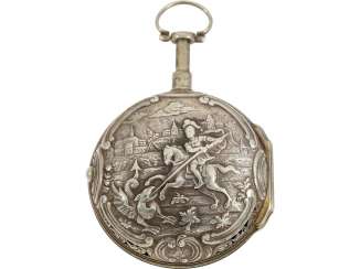 Pocket watch: unusual German double case-Spindeluhr with rare 1/8-Repetition, and figurative case of Pocket watch: unusual German double case-Spindeluhr with rare 1/8-Repetition, and figurative case of