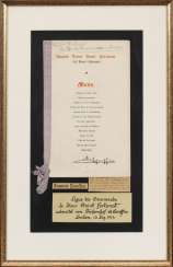 Menu card signed by the French master chef Menu card signed by the French master chef
