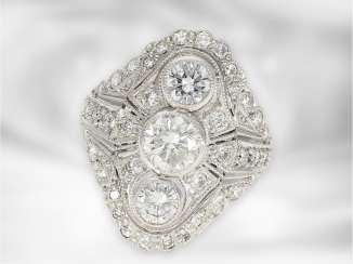 Anneau: très beau neuf Brillantring dans un Style Art déco, un total d'environ 2,8 ct 14K or Blanc Anneau: très beau neuf Brillantring dans un Style Art déco, un total d'environ 2,8 ct 14K or Blanc