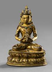 Fire-gilt Bronze of Amitayus on a Lotus Fire-gilt Bronze of Amitayus on a Lotus