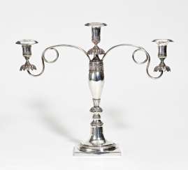 Three-armed silver candelabra Biedermeier Three-armed silver candelabra Biedermeier