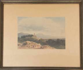 SIMÉON FORT, VIEW ON the PIEDMONT, watercolor on paper, behind glass, signed. SIMÉON FORT, VIEW ON the PIEDMONT, watercolor on paper, behind glass, signed.