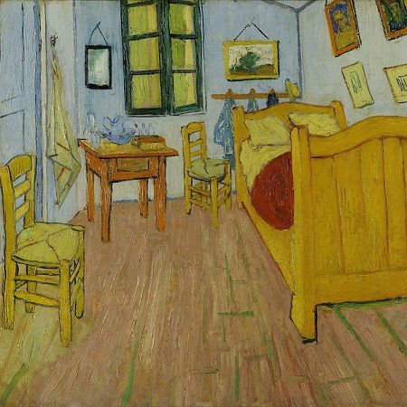 Vincent van Gogh. The paintings The Bedroom in Arles (first version), 1888
