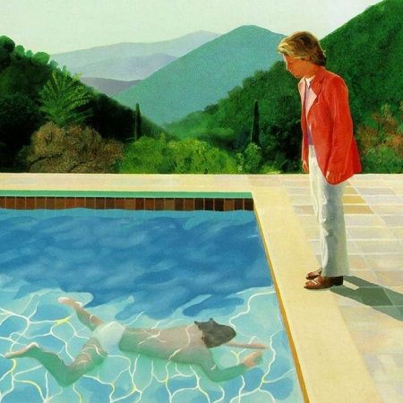 David Hockney. Das Gemälde Porträt eines Künstlers (Pool mit zwei Figuren), 1972