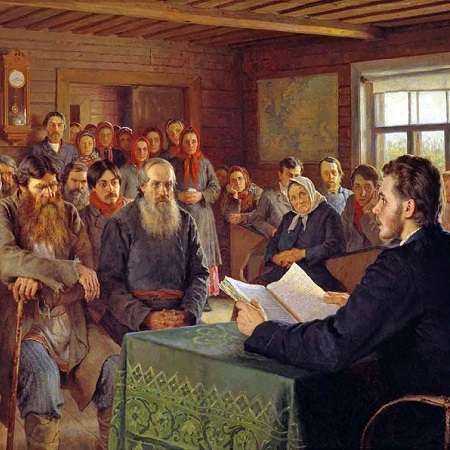 Николай Богданов-Бельский. Картина «Воскресное чтение в сельской школе», 1895