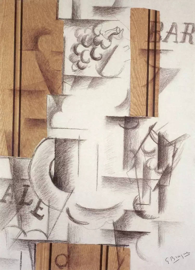 Georges Braque. Ein Obstteller und ein Glas, 1912 Georges Braque. Ein Obstteller und ein Glas, 1912