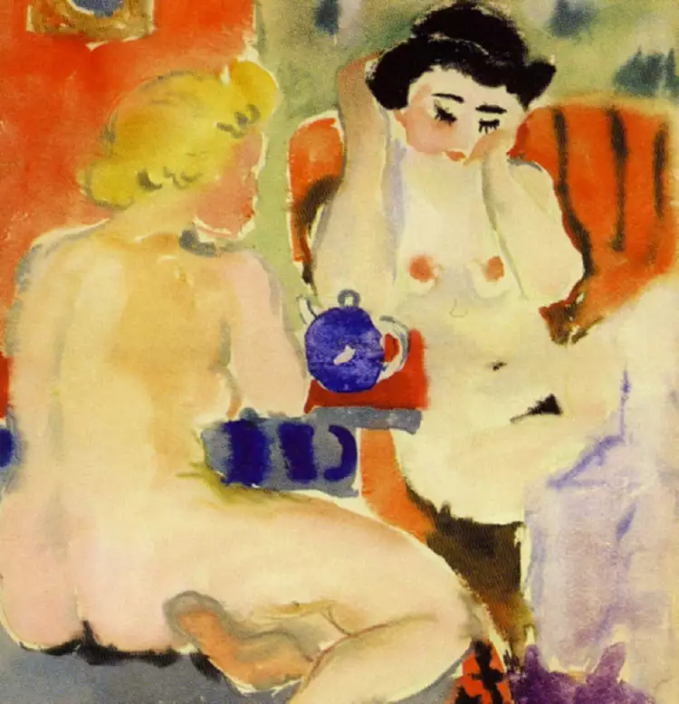 Татьяна Маврина. Картина «Обнаженные с синим чайником», середина 1930-х