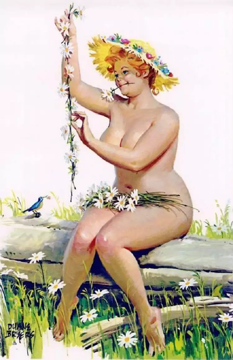 Pin-up «Хильда плетет цветочный купальник» Pin-up «Хильда плетет цветочный купальник»