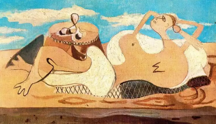 Авангардизм. Авангардное искусство. Жорж Брак. «Полулежащая обнаженная на пьедестале», 1931 Авангардизм. Авангардное искусство. Жорж Брак. «Полулежащая обнаженная на пьедестале», 1931