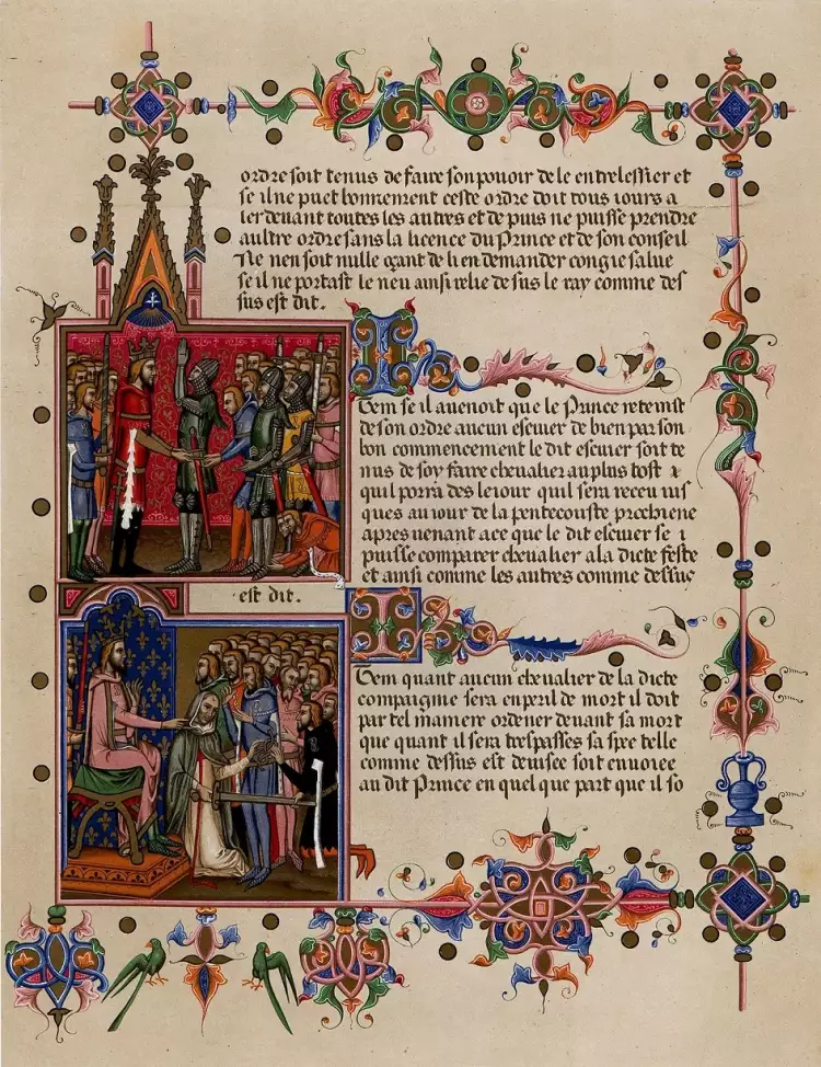 Орден Святого Духа. Страница факсимиле XIX века статута «Ордена Узла»