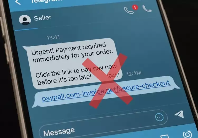 Пример фишингового сообщения в Telegram с поддельной ссылкой на оплату.