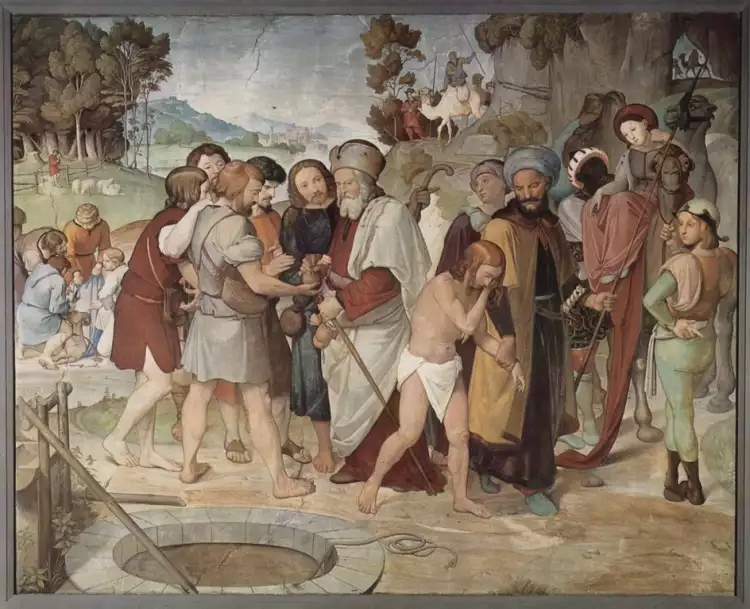 Иоганн Фридрих Овербек. Фреска из Дома Бартольди «Продажа Иосифа», 1817 Иоганн Фридрих Овербек. Фреска из Дома Бартольди «Продажа Иосифа», 1817