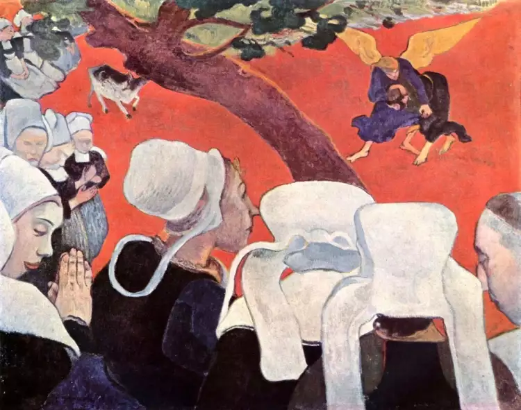 Синтетизм. Поль Гоген. Картина «Видение после проповеди», 1888 Синтетизм. Поль Гоген. Картина «Видение после проповеди», 1888