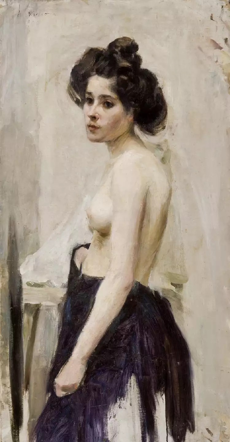 Натурализм. Семен Никифоров. «Полуобнаженная натурщица. Мастерская В. А. Серова», 1900 Натурализм. Семен Никифоров. «Полуобнаженная натурщица. Мастерская В. А. Серова», 1900