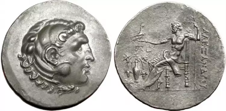 Numismatik. Tetradrachme von Alexander dem Großen aus der Münze von Temnos, ca. 188-170 v. Chr. Numismatik. Tetradrachme von Alexander dem Großen aus der Münze von Temnos, ca. 188-170 v. Chr.