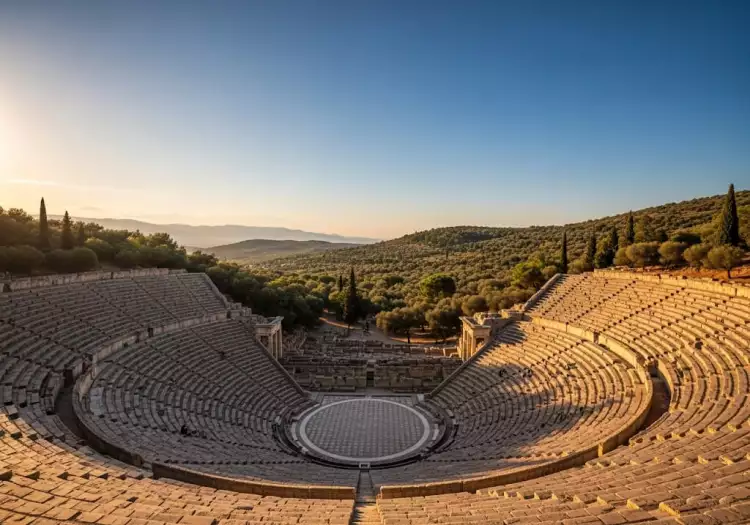 Древнегреческий театр, гармонично вписанный в ландшафт
