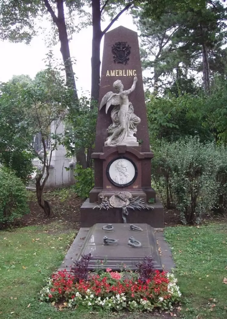 Фридрих фон Амерлинг. Могила Фридриха фон Амерлинга на центральном кладбище Вены, 1887
