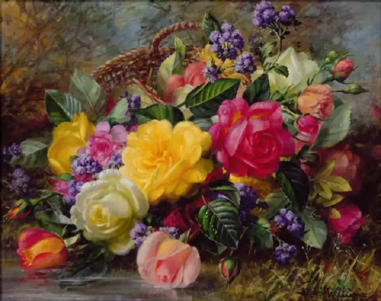 Позитивные картины для поднятия настроения. Альберт Уильямс. Розы на берегу пруда