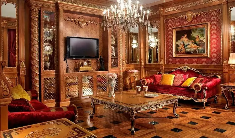 Ампир. Интерьер современных апартаментов с паркетом в стиле ампир