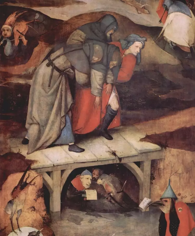 Hieronymus Bosch. Fragment of The Temptation of St Anthony (bottom left-hand panel), 1505-1506 Hieronymus Bosch. Fragment of The Temptation of St Anthony (bottom left-hand panel), 1505-1506