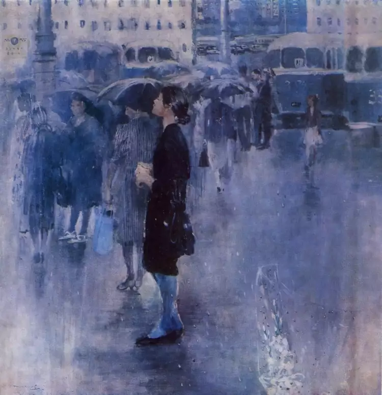 Дождь на картинах. Юрий Пименов. «Задумчивая девушка», 1965 Дождь на картинах. Юрий Пименов. «Задумчивая девушка», 1965