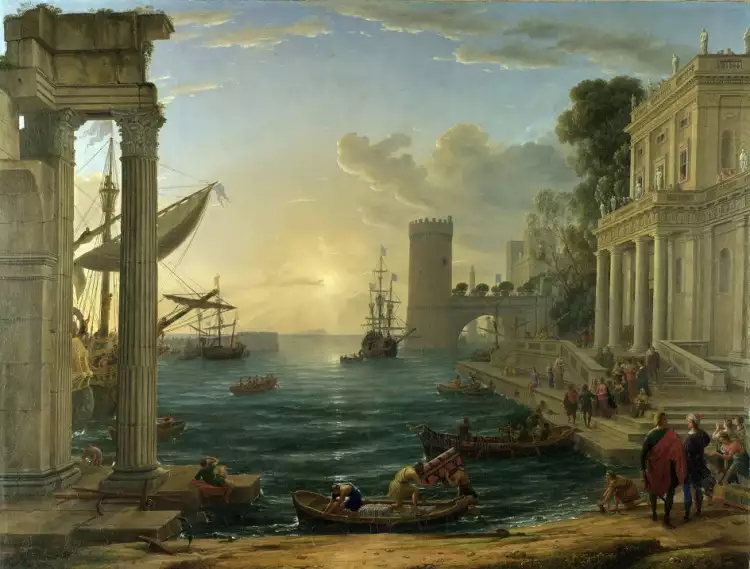 Морской пейзаж. Клод Лоррен. «Отплытие царицы Савской», 1648 Морской пейзаж. Клод Лоррен. «Отплытие царицы Савской», 1648