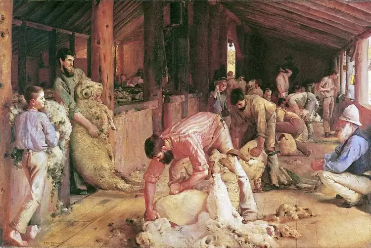 Реализм. Том Робертс. Картина «Стрижка овец», 1890 Реализм. Том Робертс. Картина «Стрижка овец», 1890