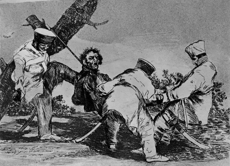 Romanticism. Francisco Goya. For what? (Disasters of War series, sheet 32), 1808-1814 Romanticism. Francisco Goya. For what? (Disasters of War series, sheet 32), 1808-1814