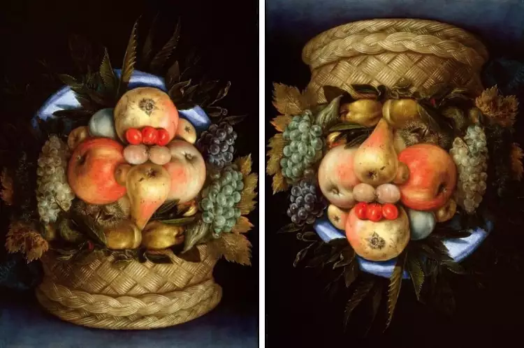 Джузеппе Арчимбольдо. Картина «Голова и корзина с фруктами», 1590